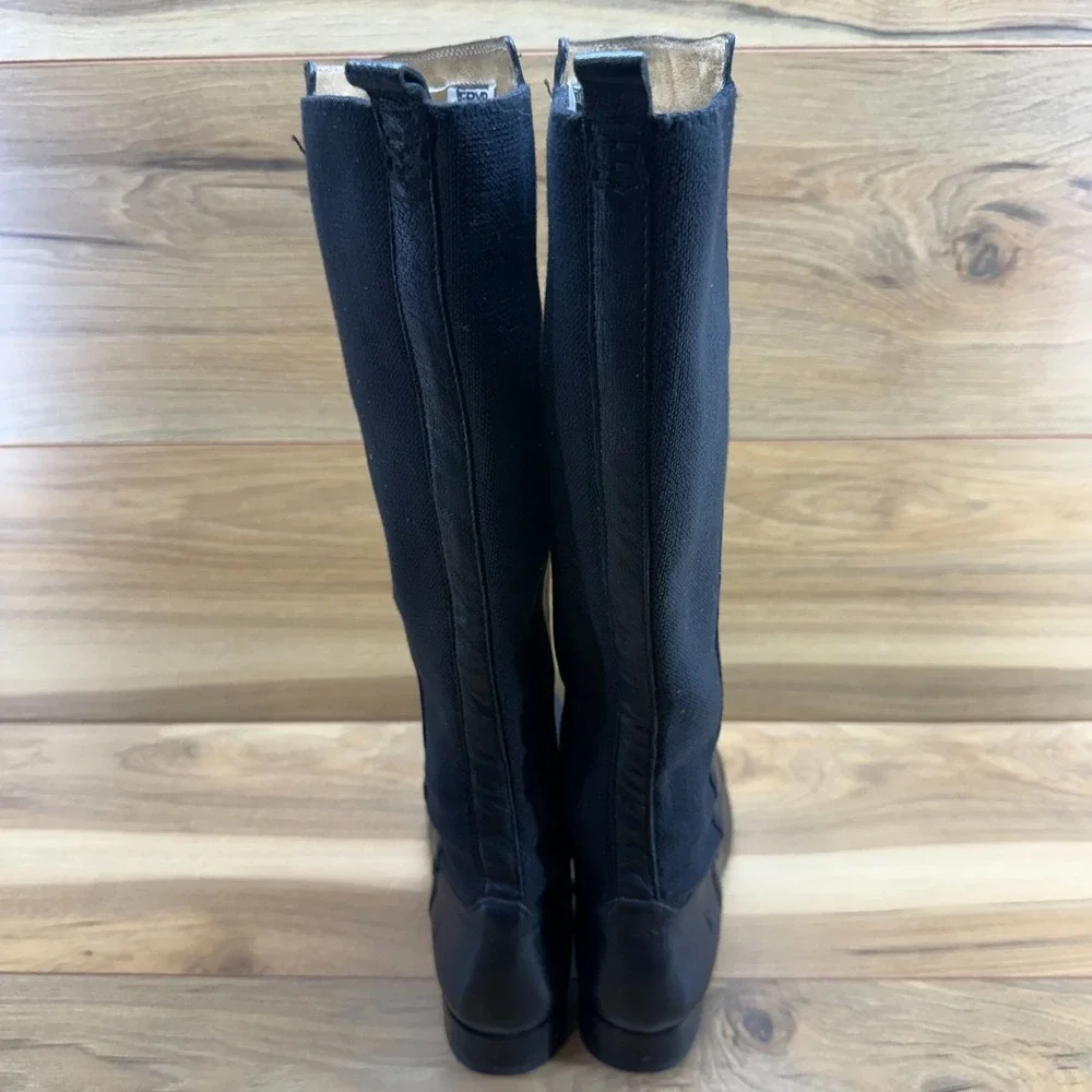 Frye Molly Tall Stretch Boots Womens 7 B Black Leather Equestrian Riding Sleek